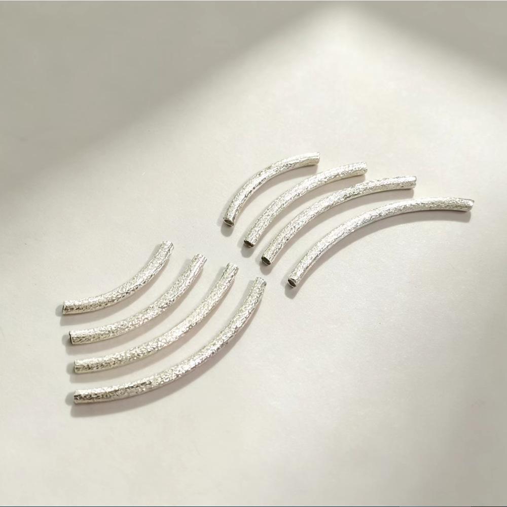 Handmade 925 Silver Curved Tube Beads for Stringing Bracelets