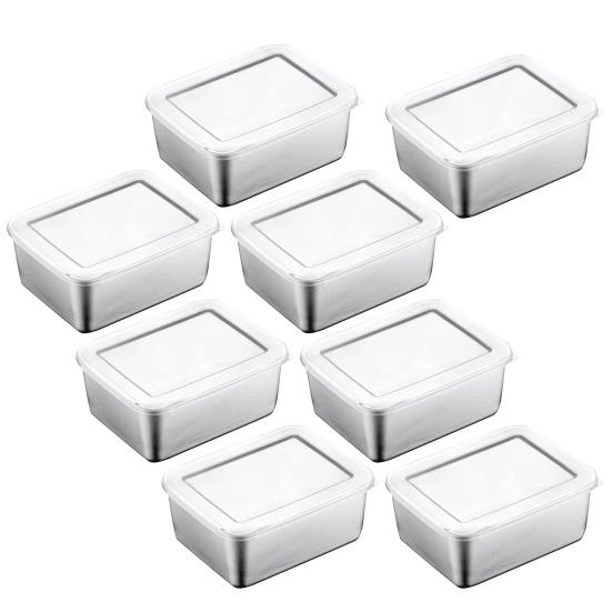 1/2/4/8Pcs Food Storage Containers Set Lunch Box Stainless Steel Stackable Snack Containers