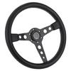 350mm 14in for MOMO Prototipo Style 6‑Bolt Black Leather Racing Steering Wheel Gray Stitching with Horn Button