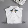 Fashion Women's Embroidery Shirt Fake Collar Removable Mujer Faux Cols White Sweater False Collar Lapel Shirt Blouse Detachable