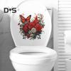 Наклейка на унитаз с бабочками и цветком розы, съемная водонепроницаемая наклейка из ПВХ для гостиной, ванной комнаты, стены искусства, цветочная крышка для унитаза, украшение на день Святого Валентина