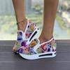 Women's Wedge Shoes New Spring Autumn Fashion Round Toe Floral Pattern Embroidery Mesh Platform Sneakers Increase Height Shoes