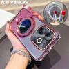 KEYSION Роскошный блестящий магнитный чехол с драгоценностями для телефона TECNO Spark Go 2023 20 20C Pop 8 с подставкой-зеркалом для макияжа, противоударный чехол