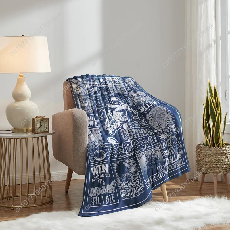 Dallas Flannel Blanket 60x50 Inch, Football Team Blanket, Gift for Boys and Girls Youth Fans, Football Patchwork Travel Blanket