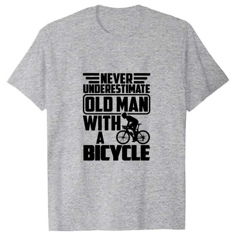 Мужская футболка Никогда не недооценивайте старика с велосипедом Принт Футболки Летние футболки с коротким рукавом ЧЕРНЫЕ футболки Футболки большого размера Camiseta