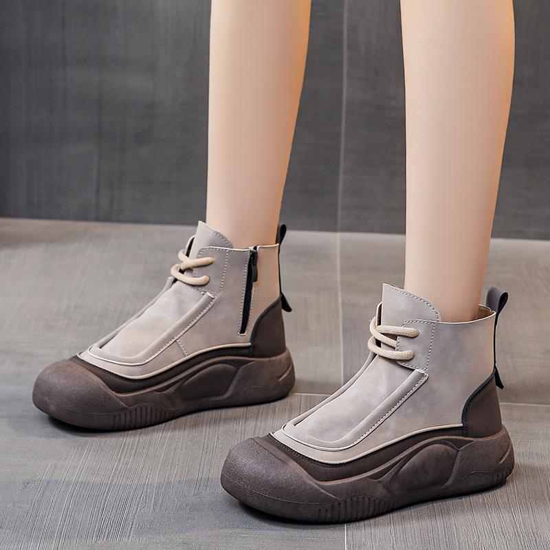 TUINANLE Женская весенняя обувь. Высокие кроссовки на молнии. Черные туфли. Женские прогулочные массивные кроссовки.