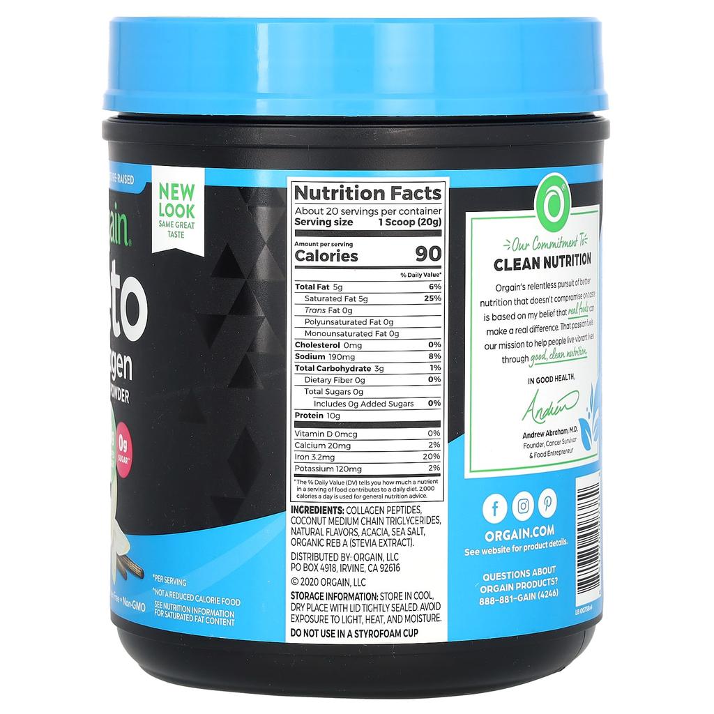 Keto Collagen Protein Powder, Vanilla Bean, 400G (14.1Oz)