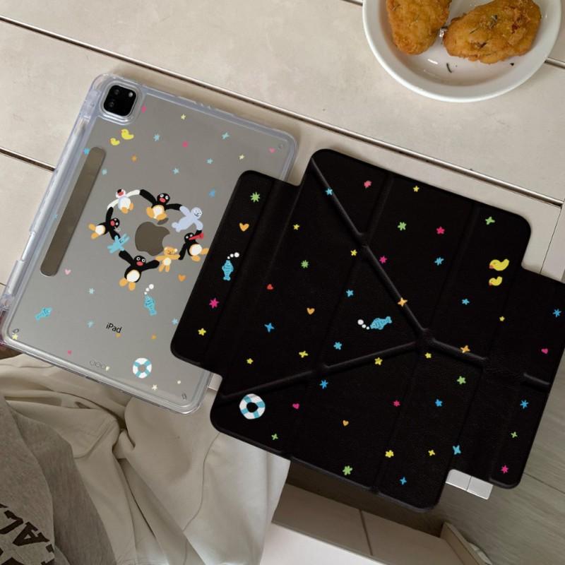 Cartoon Star Penguin IPad Case 10th Gen Mini Air Pro With Pen Slot Stand Anti-Drop PC Shell Sleep Function