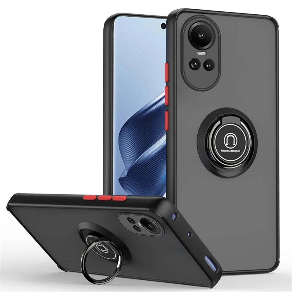Матовый защитный чехол для OPPO Reno 10 Pro Plus 5G, чехол-кольцо с магнитным держателем, подставка Reno10, противоударный чехол Fundas