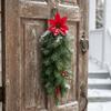 1 pc Faux Pine Cones Artificial Pine Hanging Spray Realistic Red Berries Teardrop Swag  Wall