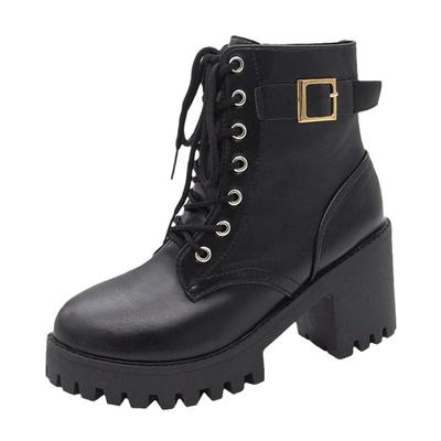 Весна Осень Женская Мода Ботинки на Платформе 2024 Ботильоны Высокий Каблук Мотоциклетные Ботинки На Шнуровке Нескользящие Zapatos De Mujer 35-40