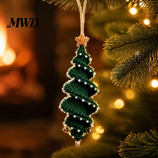 Crochet Supplies for Beginners Doll Spiral Ornament DIY Kit, Holiday Craft Set with Yarn Project Soft Yarn, Beads, Christmas Tree Hanging Window Wall