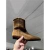 ~ Минималистичные замшевые ботильоны с острым носом на плоской подошве Тонкие ботильоны Женские Новые Вельветовые Ковбойские Сапоги