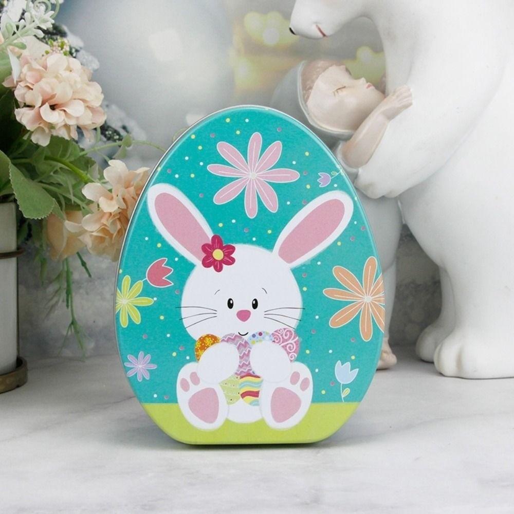 Dust-proof Easter Egg Candy Box Metal Rabbit Iron Case Tinplate Storage Case  Tea Leaf
