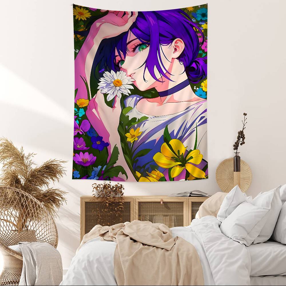 Anime Chainsaw Man Reze Arc Cartoon Tapestry Wall Hanging Decoration Household Home Decor