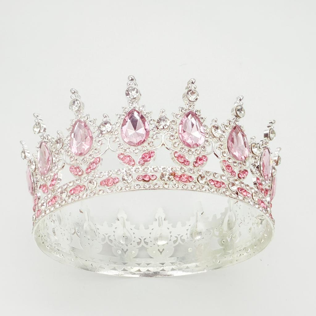 Full Circle Crown Tiara Colorful Baroque Retro Full Diamond Jewelry Wedding Accessories Crown Bridal Crown