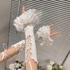 Женские кружевные гофрированные перчатки без пальцев с завязками на рукавах до локтя, эстетичные манжеты в стиле кавайной Лолиты