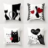 Декор для дома Милый черно-белый кошачий узор Подушки с узором Наволочка Подходит для дивана Спальни Автомобиля Наволочка
