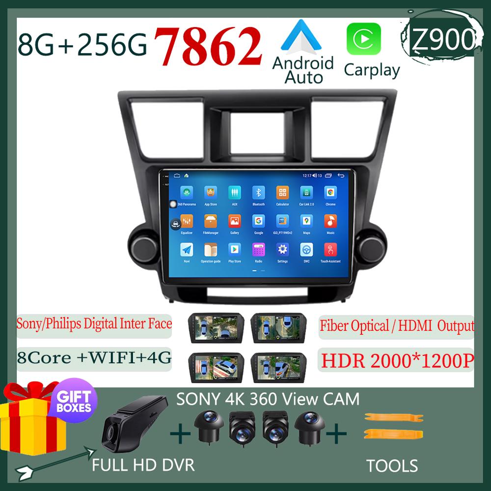 Android Для Toyota Highlander 2 XU40 2007-2013 Мультимедийный плеер Навигация Радио Стерео 5G BT БЕЗ 2DIN DVD WIFI HDR Экран BT
