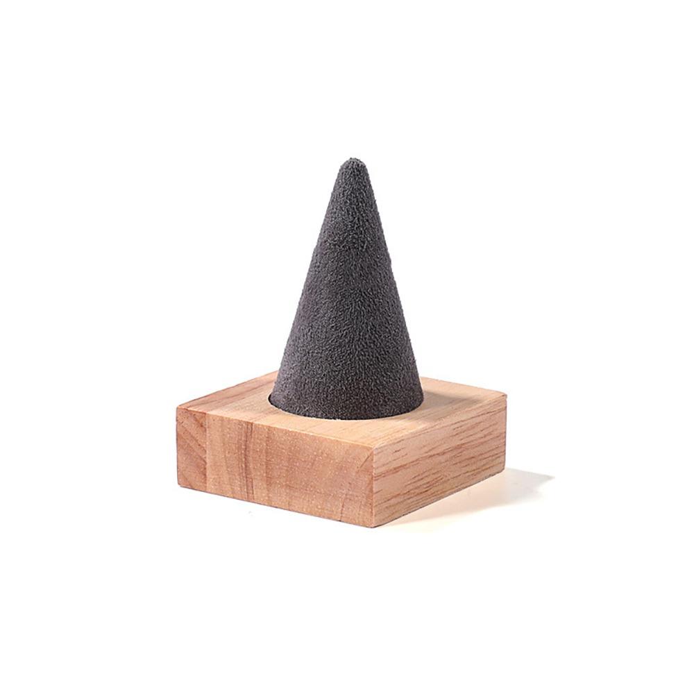 Jewelry Display Cone Shape Rings Holder Storage Rack Wooden Rings Organizer Girls Women