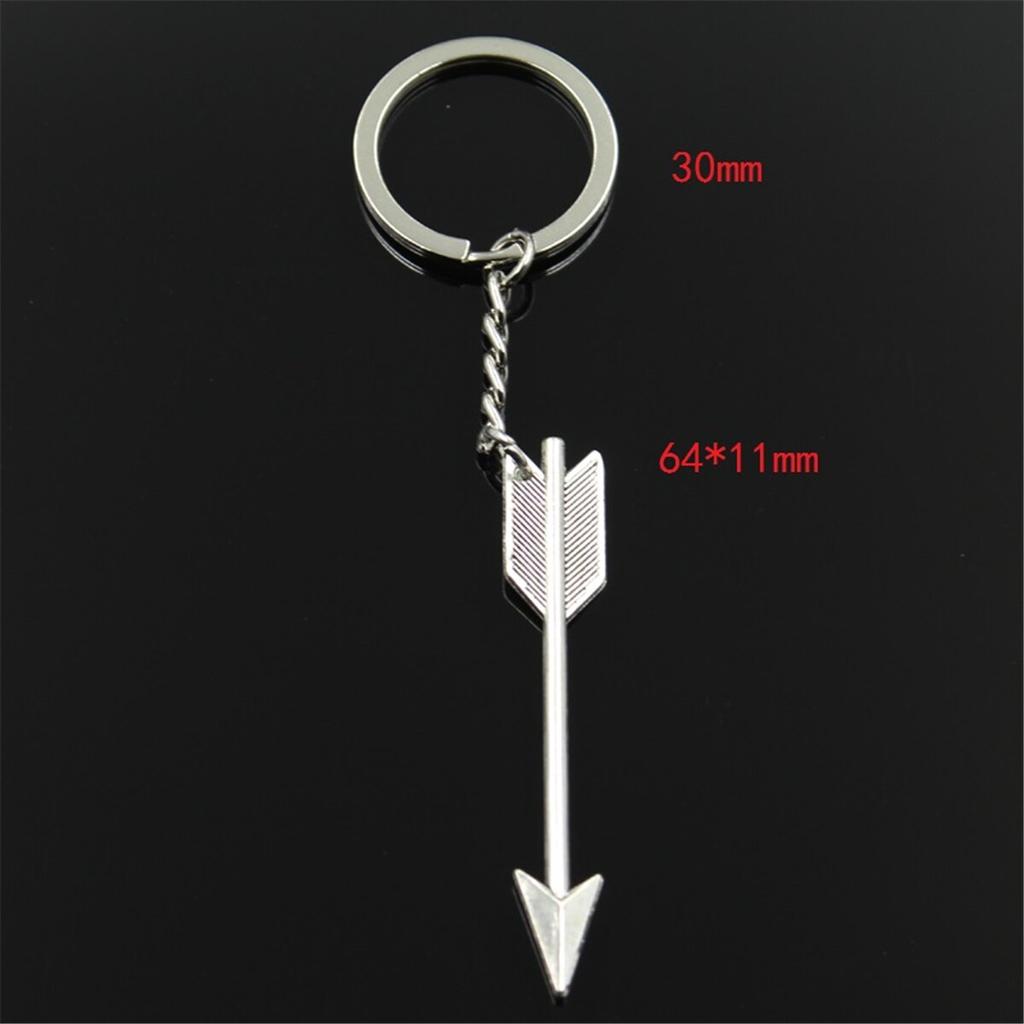 Fashion Keychain 64x11mm Arrow Bronze Silver Color Pendants DIY Men Jewelry Car Key Chain Ring Holder Souvenir For Gift