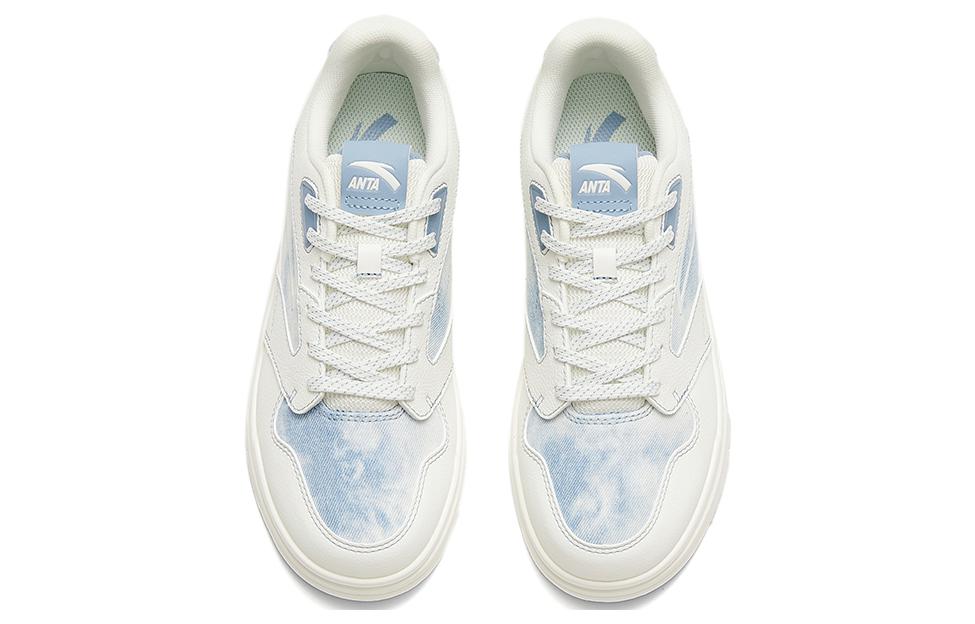 Women's Sneakers Anta Slip Resistant Abrasion Resistant Low top Skateboard Shoes Women's White Blue Tie Dye