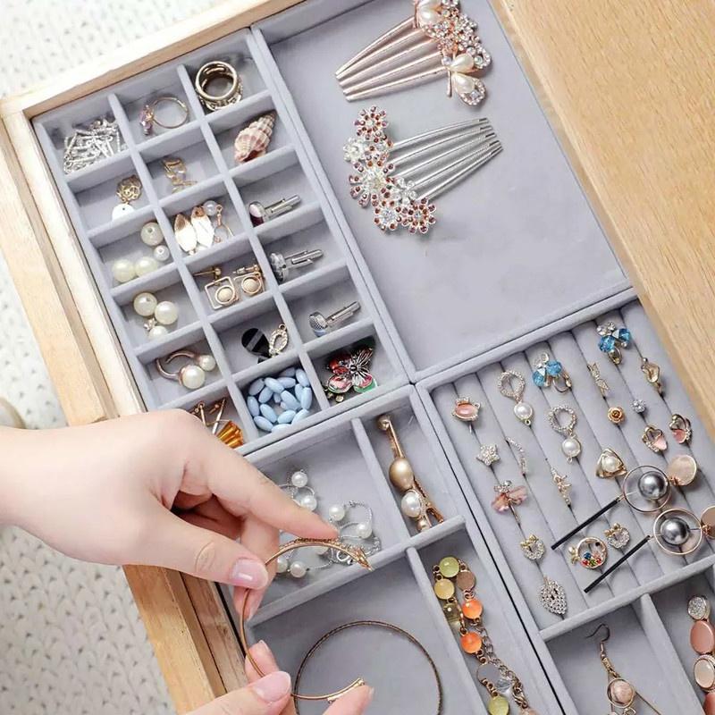 Бархатный лоток для хранения ювелирных изделий, дисплей, держатель для ювелирных изделий, подставка, браслет, ожерелье, коробка для хранения колец, витрина, ящик, органайзер для ювелирных изделий