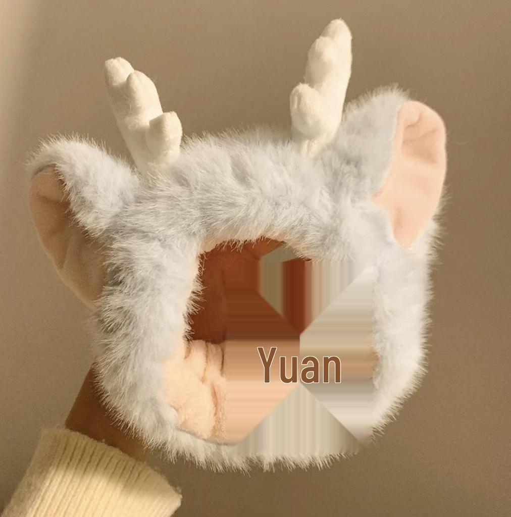 Бордовый плюшевый ободок с рогами дракона - Мультяшные рога для умывания и веселых выступлений