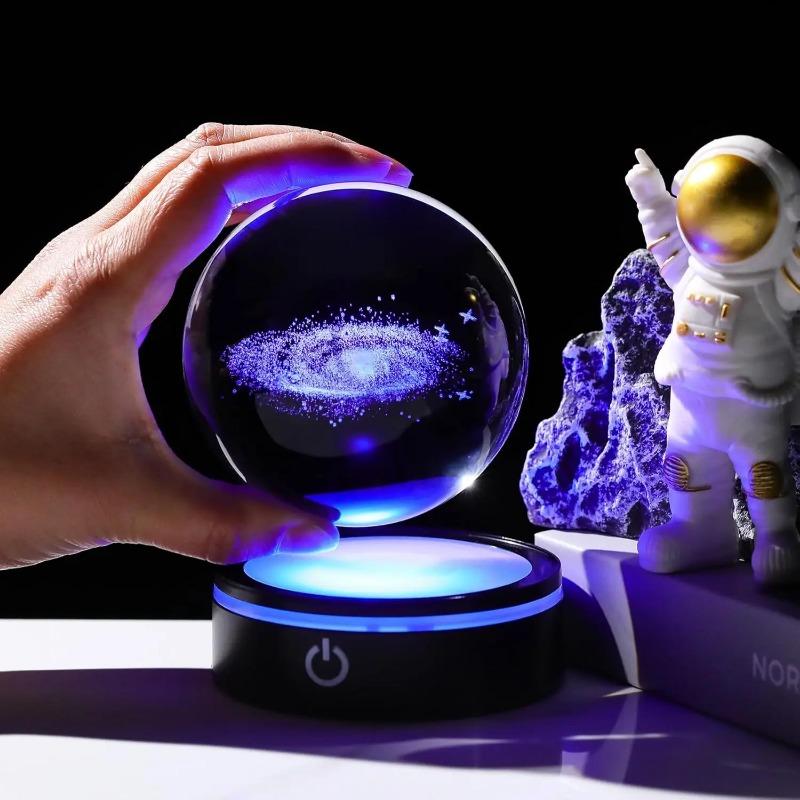 3D Хрустальный шар Галактики со светодиодной подставкой Стеклянная сфера планеты Модель Галактики Фигурка Ночник Астрономическое украшение Подарки
