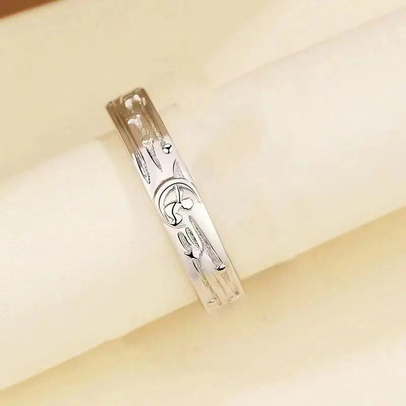 1 шт. серебряного цвета, кольца для пары «Маленький принц/Цветок розы», унисекс, романтическое открытое регулируемое кольцо для влюбленных, ювелирные изделия, подарок на день Святого Валентина