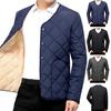 Men Winter Solid Color Down Padded Jacket Long Sleeve Pockets Single Breasted Fleece Lining Male Casual Outerwear Snow Waistcoat