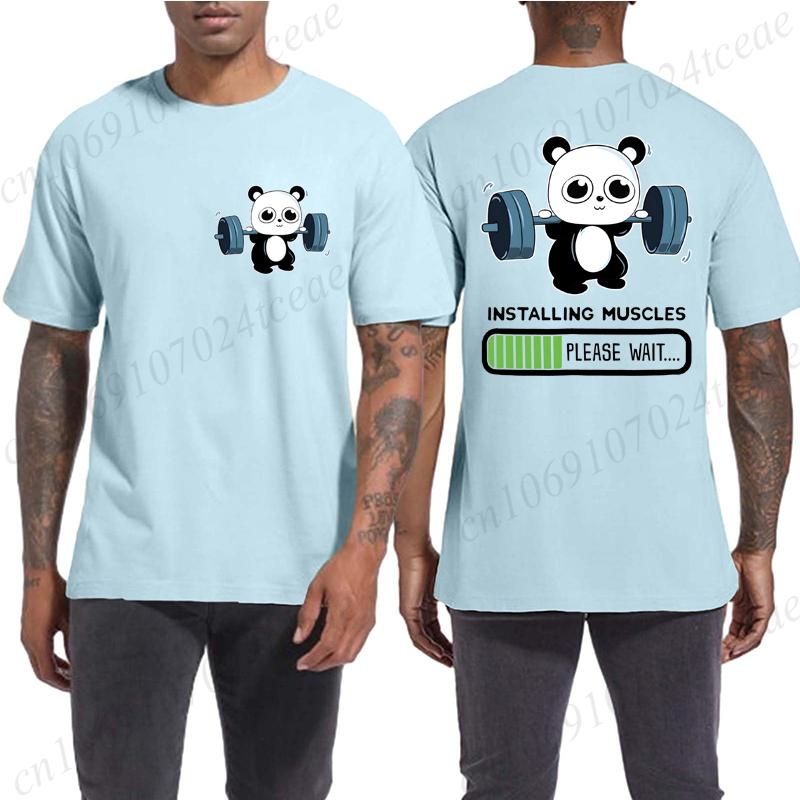 Panda Gym T-Shirt, Cute Panda Installing Muscles Shirt T-Shirt Funny T-Shirt Harajuku Tee Men Brand T-shirt Tshirt Summer Tees