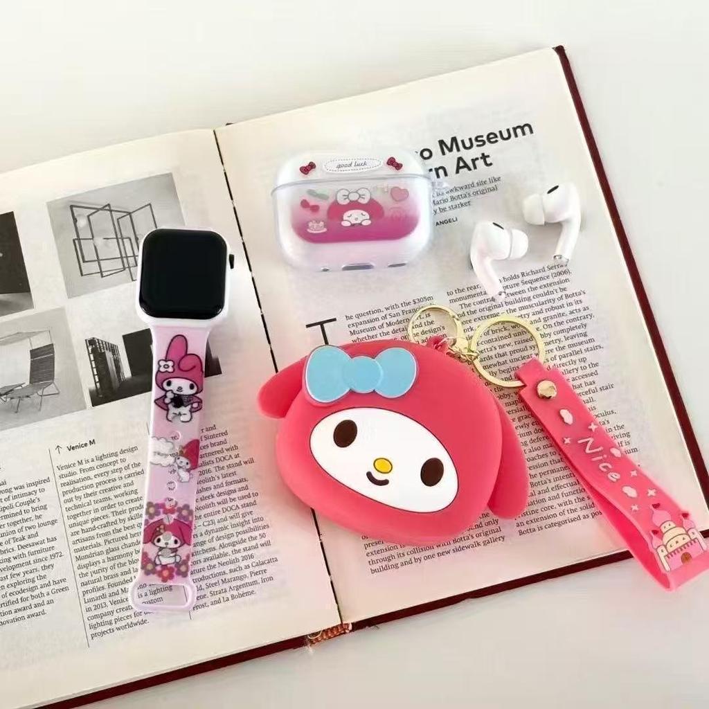 TWS-S19 Wireless Bluetooth Earphones with In-Ear Design, Cute Cartoon Storage Bag, and LED Watch Set