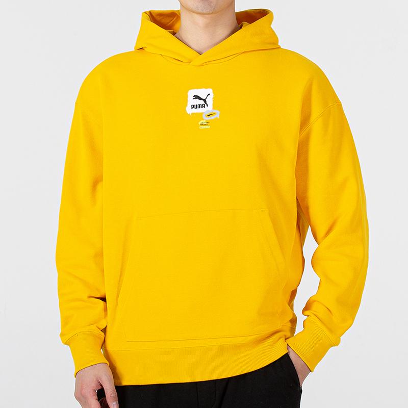 Puma Oversize Trend Graphic Hoodie With Sport Logo Men Hoodie Yellow 536061-85