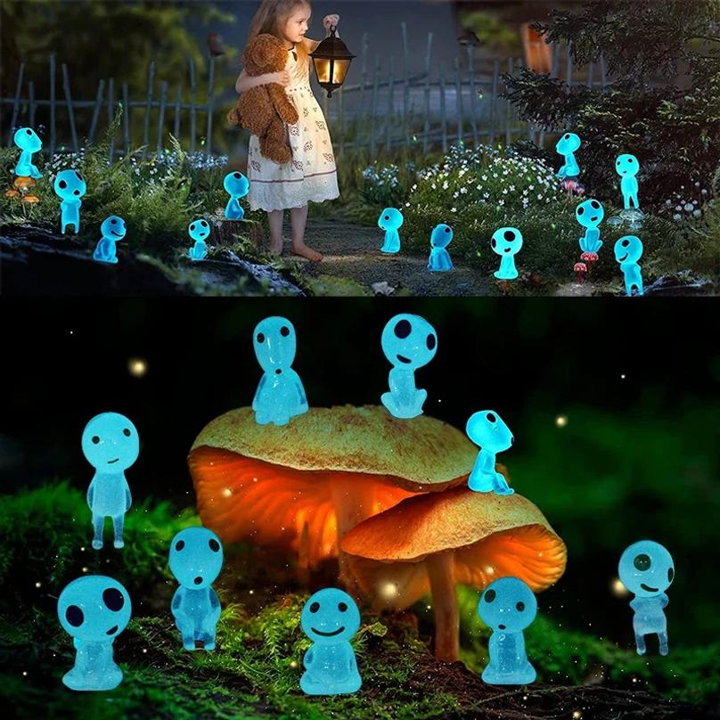 10pcs Luminous Elves Cute Fairy Garden Mini Figures Fish Tank Decor Kodama Glow in The Dark Figures Resin Micro Landscape Figure