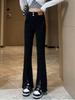 Женские черные расклешенные джинсы с высокой посадкой - Коллекция Весна/Осень 2025, Узкие, в пол, с возможностью выбора маленького размера.