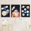 Ракета Астронавт Планета Галактика НЛО Космос Настенная картина на холсте Плакаты на скандинавскую тему и принты настенные панно Декор для детской комнаты
