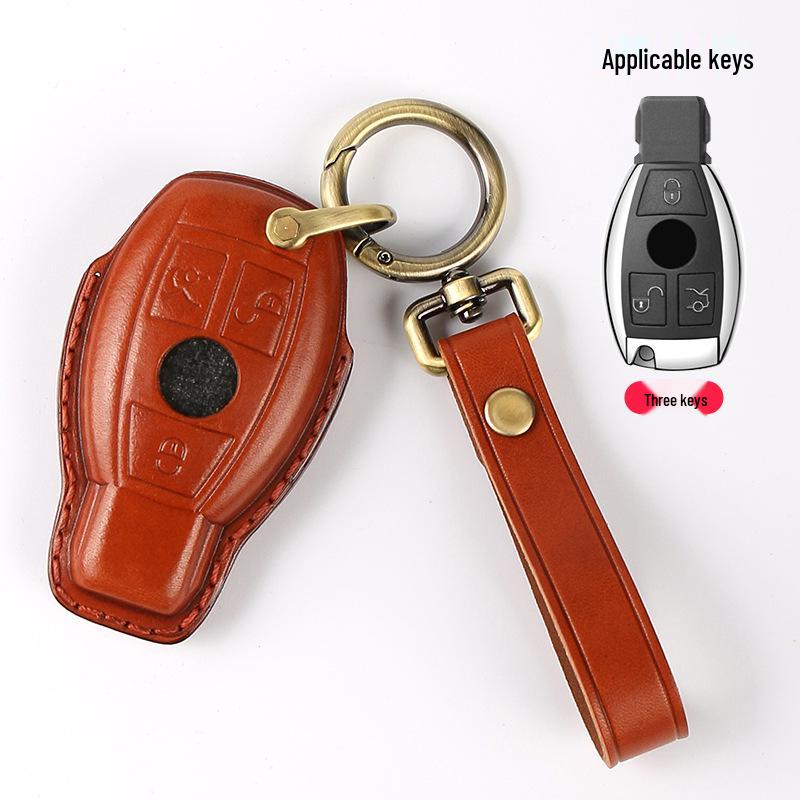 Чехол для смарт-ключа автомобиля из натуральной кожи ручной работы для Mercedes - Полная защита