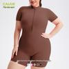 Leica Nude Feeling Plus Size Quick-Dry Short Sleeve Sport Jumpsuit with High Elasticity for Fitness and Yoga