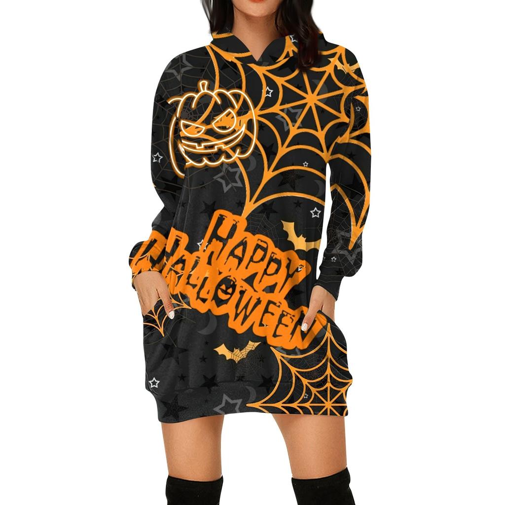 Women's Fashion Loose Casual Pocket Long Sleeve Hoodie Printed Sweatshirt Top