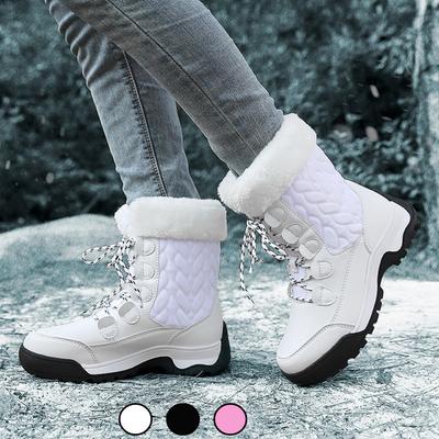 Женские зимние ботинки, теплая плюшевая обувь из хлопка, износостойкие, удобные, ветрозащитные, уличные высокие ботинки