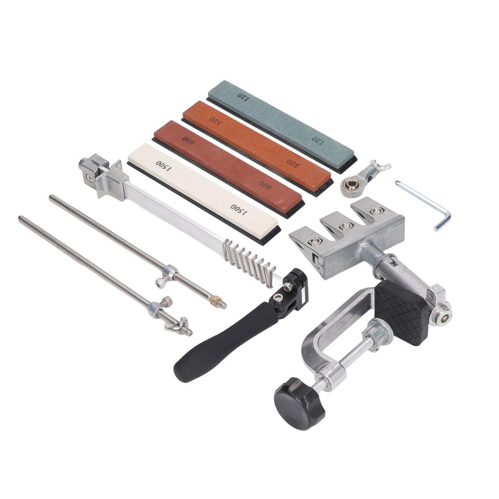 Металлическая точилка с фиксированным углом с 4 точильными камнями, вращение на 360 градусов, откидное приспособление для заточки и полировки ножей