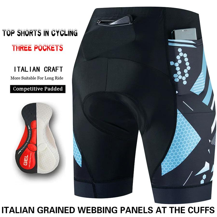 Three-Pocket Cycling Shorts Summer Bicycle Silicone Cycling Pants Quick-Dry Breathable Road Bike Mountain Biking Apparel