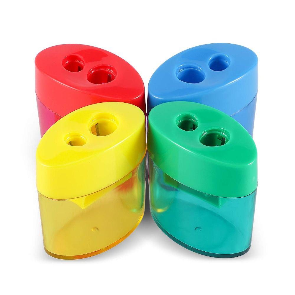 4 Pcs Multi-Color Handheld Sharpener 2-Hole Design Pencil Sharpeners Dual Holes Sharpener  Student