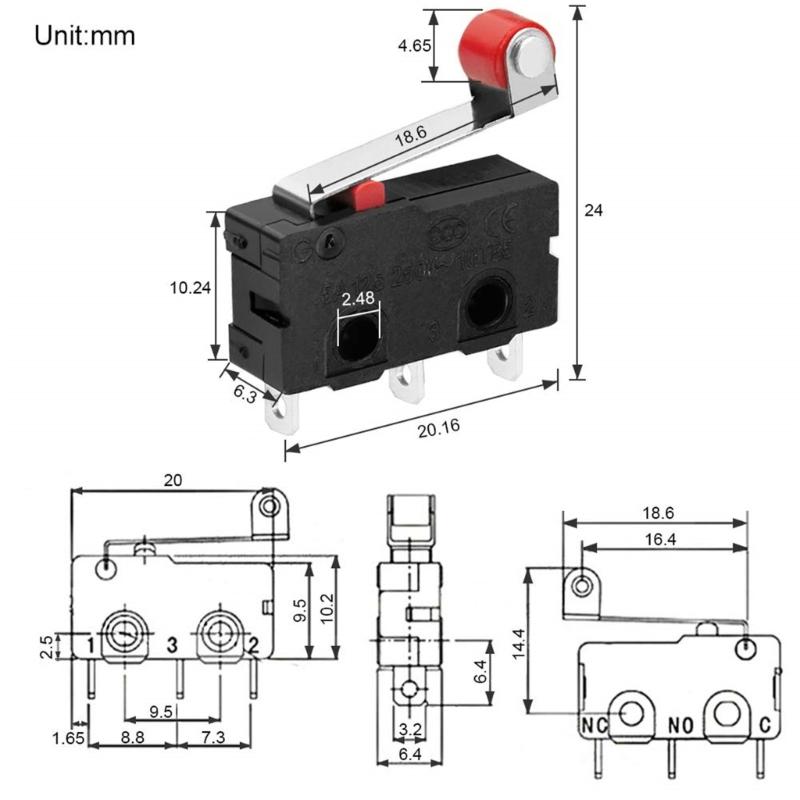 10Pcs SPDT MicroSwitch 5A 250V Rollers Actuator For Automation Equipment Control