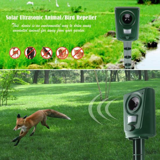 Outdoor Garden Solar Ultrasonic Animal Bird Dog Repeller PIR Sensor Dispeller