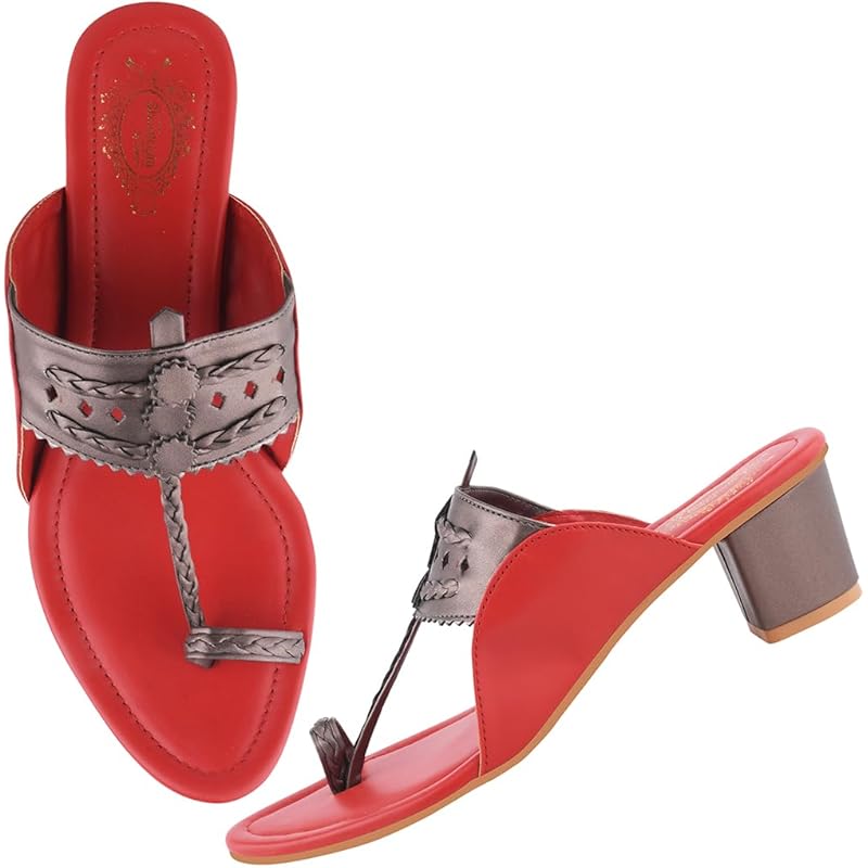 Shoetopia Women'S Kh-4433 Mauve Heeled Sandal-3 Kids Uk (Kh-4433-Red)-Eu36