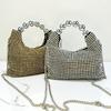 Full Diamond Shiny Ladies Handheld French Steel Ball Celebrity Dinner Bag Fashion Shoulder Bag