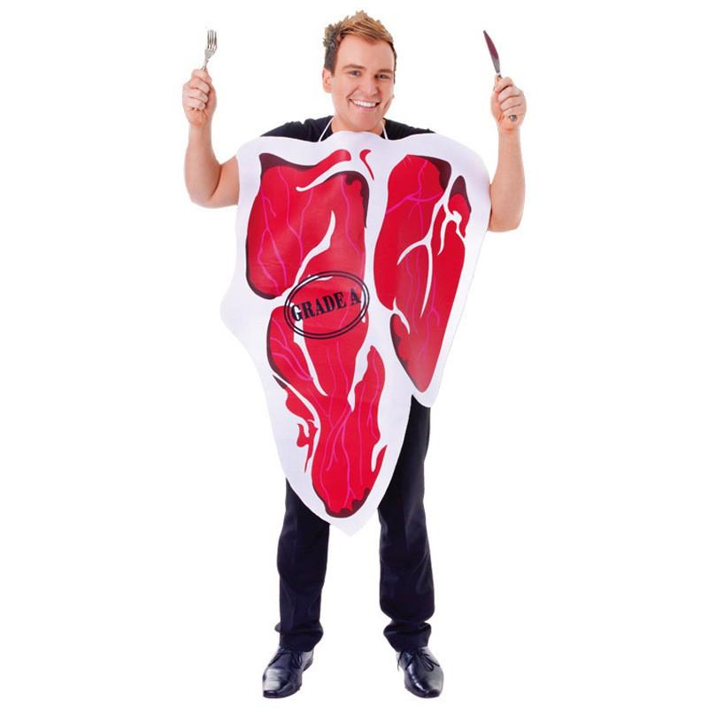 Mens Fantasy Costume Stage Performance Cosplay Outfit Adult Role Play Suit With Burger Fries Print