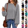Женский модный пуловер с круглым вырезом, повседневный универсальный вязаный топ однотонной расцветки